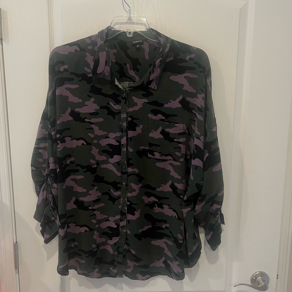 Torrid Size 4x Drop Shoulder Button-Front Top - C… - image 3